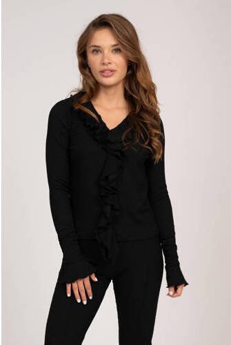 NIK&NIK top Vonda zwart Meisjes Polyester V-hals Effen 128 - Foto 2