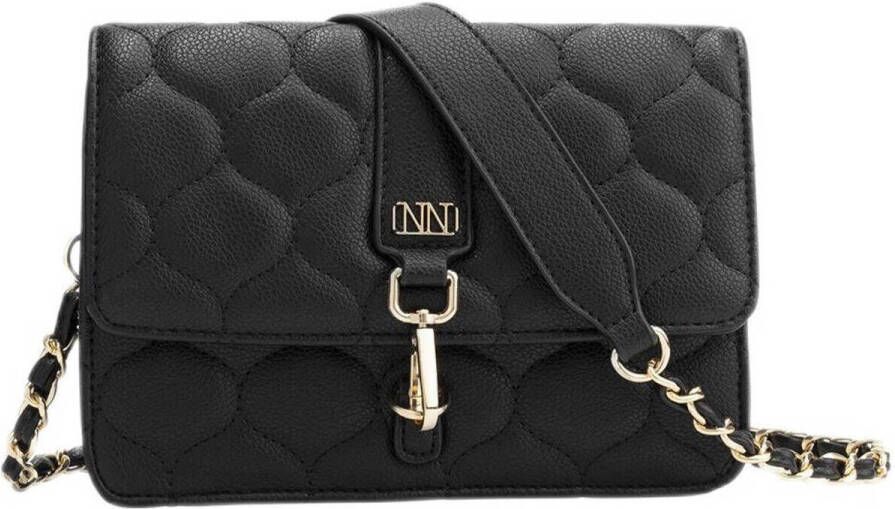 NIK&NIK doorgestikte crossbody tas Deau zwart Imitatieleer Effen