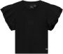 NIK & NIK Meisjes Tops & T-shirts Volant Sleeve Rib T-shirt Zwart - Thumbnail 3
