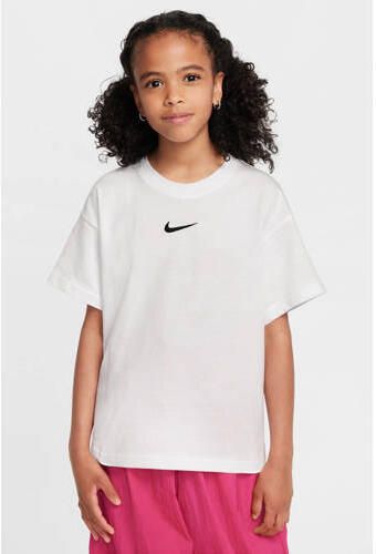 Nike T-shirt wit Katoen Ronde hals Effen