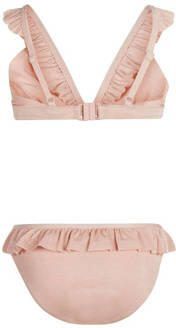 No Way Monday bikini met ruches en lurex roze Meisjes Polyamide Effen 104 - Foto 3