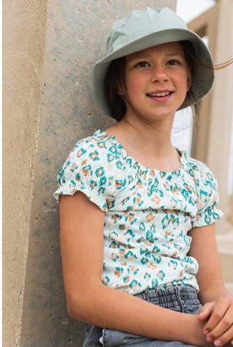 No Way Monday blouse met all over print lichtblauw Meisjes Viscose Boothals 110 - Foto 3