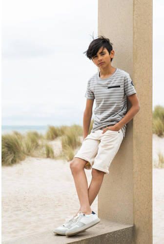 No Way Monday casual short off white Korte broek Wit Jongens Katoen Effen 104 - Foto 3