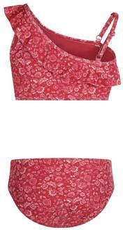 No Way Monday crop bikini met ruches rood wit Meisjes Polyester Bloemen 128 - Foto 3