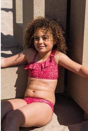No Way Monday crop bikini met ruches rood wit Meisjes Polyester Bloemen 128 - Foto 2