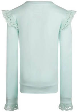 No Way Monday longsleeve lichtblauw Meisjes Katoen Ronde hals Effen 104