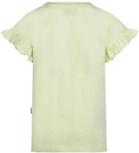 No Way Monday T-shirt met printopdruk en ruches lichtgroen Meisjes Stretchkatoen Ronde hals 110 - Foto 4
