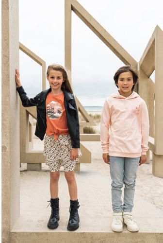 No Way Monday T-shirt met printopdruk roestrood Bruin Meisjes Katoen Ronde hals 104 - Foto 3