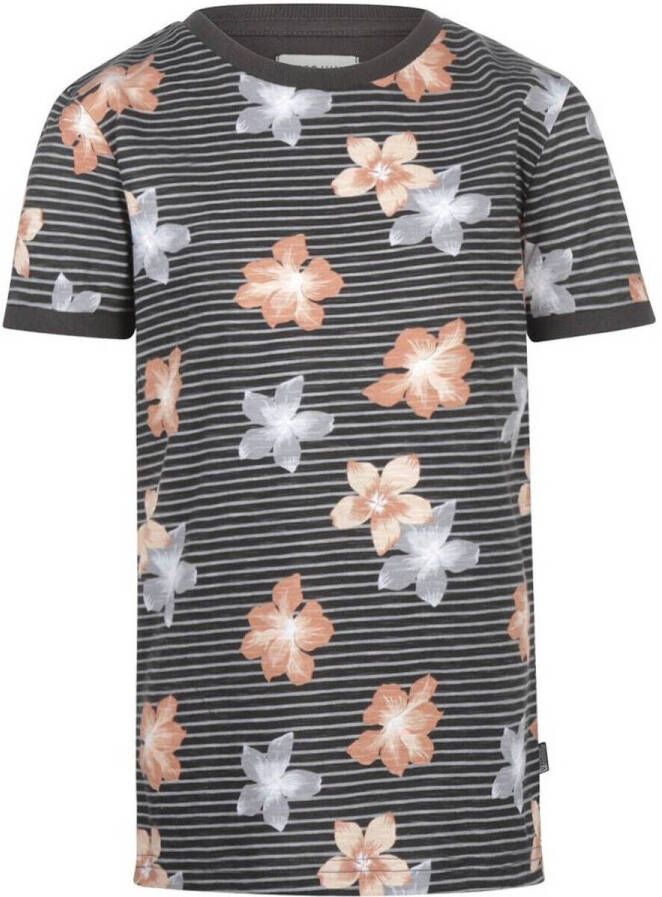 No Way Monday T-shirt met all over print donkergrijs multicolor Jongens Katoen Ronde hals 104 - Foto 2