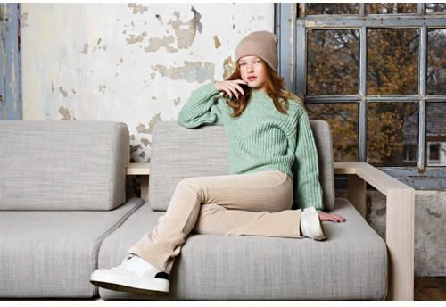 Nobell Beige Flared Broek Sady Girls Velvet Rib Flared Pants Beige - Foto 3