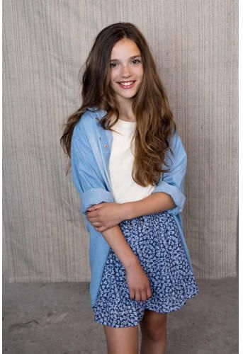 NoBell gebloemde rok Ninez donkerblauw lichtblauw Meisjes Polyester Bloemen 134 140 - Foto 2