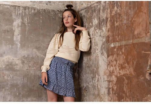 NoBell gebloemde rok Ninez donkerblauw lichtblauw Meisjes Polyester Bloemen 134 140