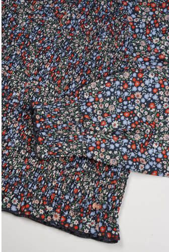 NoBell gebloemde top Tessa donkerblauw multicolor Meisjes Polyester Ronde hals 122 128