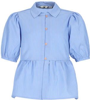 NoBell gestreepte blouse lichtblauw Meisjes Polyester Klassieke kraag maat 146-152