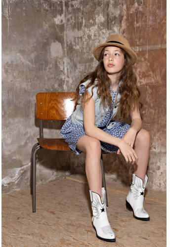 NoBell gilet Beat denim sea Blauw Meisjes Stretchkatoen Klassieke kraag 158 164