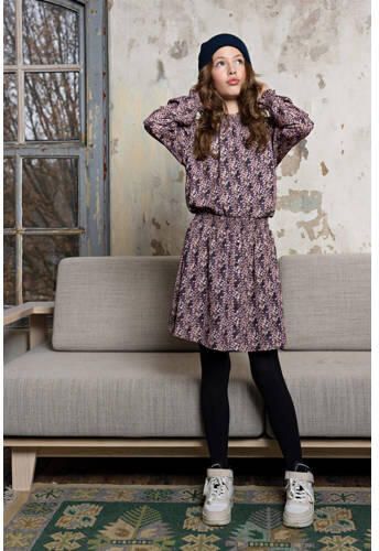NoBell jurk Moory van polyester 433 dark roast brown Bruin All over print 122 128 - Foto 3