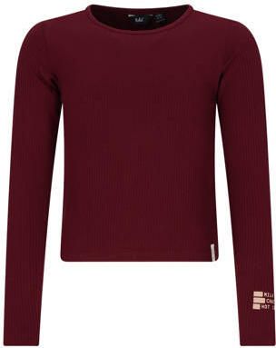 NoBell longsleeve donkerrood Meisjes Viscose Ronde hals Effen maat 134-140