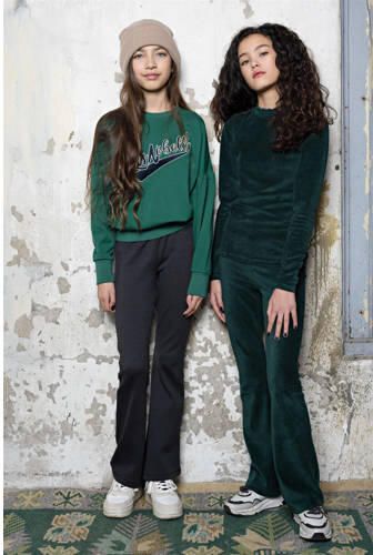 NoBell sweater Kim groen Meisjes Katoen Ronde hals Effen 134 140 - Foto 3