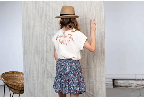 NoBell T-shirt Kasis met backprint ivoor Wit Meisjes Stretchkatoen Ronde hals 122 128