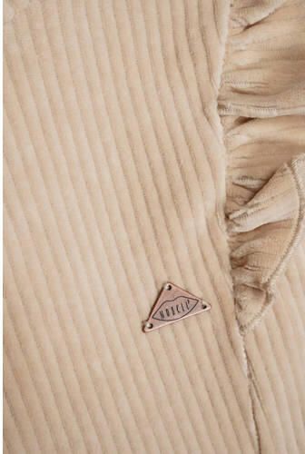 NoBell velours jurk Max met ruches beige Effen 146 152 - Foto 3