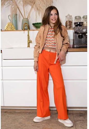 NoBell wide leg broek Salet oranjerood Meisjes Viscose Effen 122 128 - Foto 2