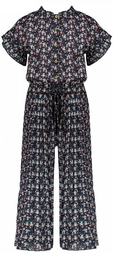 NONO jumpsuit van gerecycled polyester donkerblauw roze All over print 104