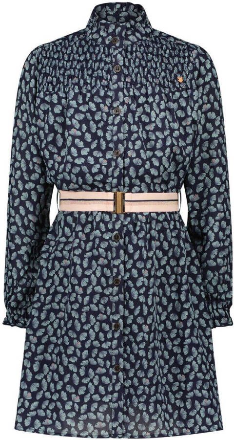 NONO blousejurk Milau van gerecycled polyester donkerblauw wit
