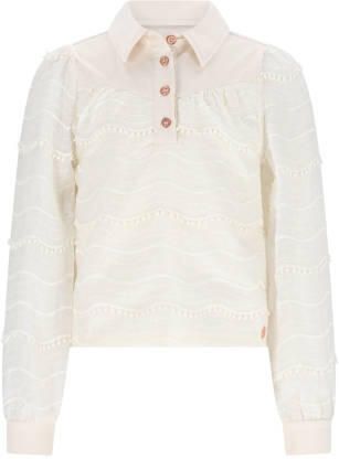 NONO blousetop wit Meisjes Polyester Klassieke kraag Effen maat 146-152