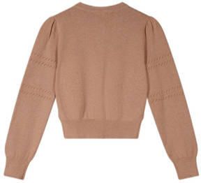 NONO fijngebreid vest Alia zand Beige Meisjes Katoen Button down Effen 110 116