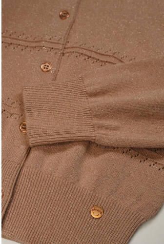 NONO fijngebreid vest Alia zand Beige Meisjes Katoen Button down Effen 110 116 - Foto 2