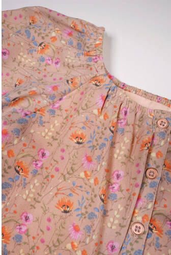 NONO gebloemde crop top Tomas roze multicolor Meisjes Polyester Ronde hals 122 128 - Foto 2