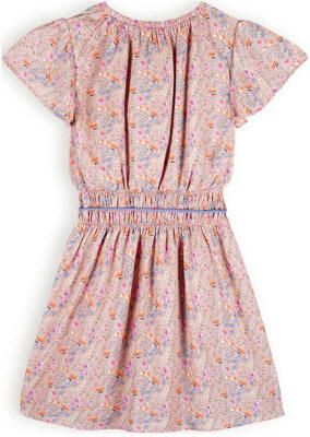 NONO gebloemde jurk Mamai zand multicolor Beige Meisjes Polyester Ronde hals 122 128
