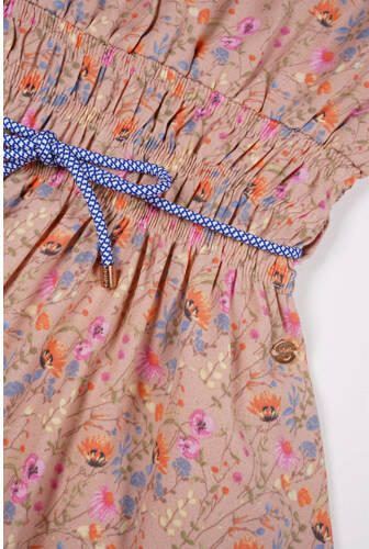 NONO gebloemde jurk Mamai zand multicolor Beige Meisjes Polyester Ronde hals 122 128 - Foto 3