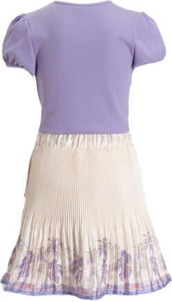 NONO gebloemde jurk Moran lila beige Paars Meisjes Viscose Ronde hals Bloemen 158 164