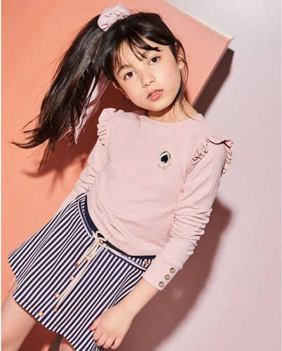 NONO gestreepte skort donkerblauw roze Rok Meisjes Polyamide Streep 122-128 - Foto 2