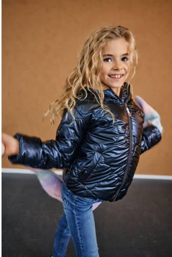 NONO gewatteerde winterjas Bee donkerblauw Meisjes Polyester Capuchon Effen 158 164 - Foto 2