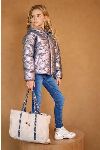 NONO gewatteerde winterjas Bee zachtroze metallic Meisjes Polyester Capuchon 158 164