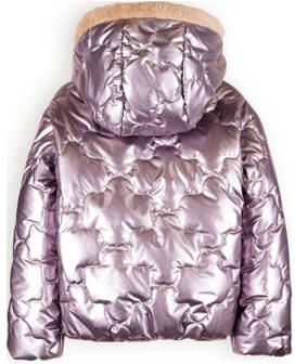 NONO gewatteerde winterjas Bee zachtroze metallic Meisjes Polyester Capuchon 158 164 - Foto 3