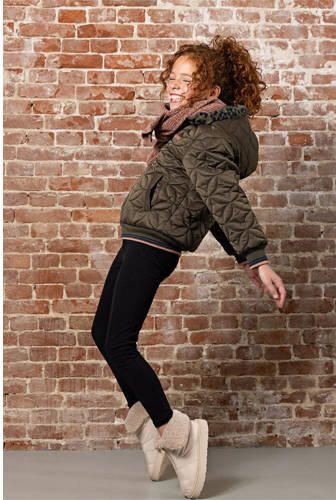 NONO gewatteerde winterjas Bestie van gerecycled polyester 300 army green Groen Meisjes Gerecycled polyester (duurzaam) Capuchon 146 152 - Foto 3