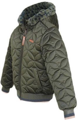 NONO gewatteerde winterjas Bestie van gerecycled polyester 300 army green Groen Meisjes Gerecycled polyester (duurzaam) Capuchon 146 152 - Foto 2