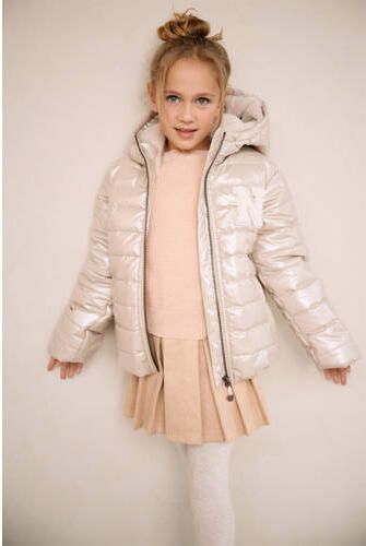 NONO gewatteerde winterjas Btwist parel Ecru Meisjes Polyester Capuchon 158 164 - Foto 3