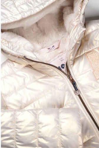 NONO gewatteerde winterjas Btwist parel Ecru Meisjes Polyester Capuchon 158 164 - Foto 2