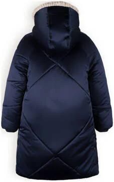 NONO quilted gewatteerde winterjas Beetle donkerblauw Meisjes Polyester Capuchon 122 128 - Foto 3