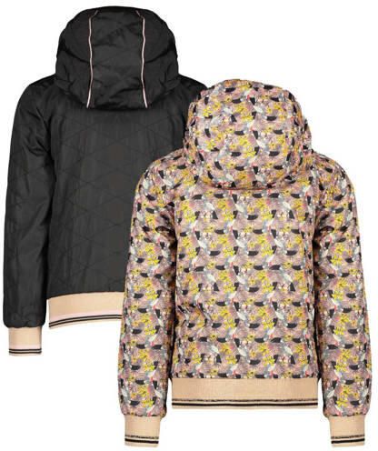 NONO reversible zomerjas Bella van gerecycled polyester creme zwart Ecru Meisjes Gerecycled polyester (duurzaam) Capuchon 146-152 - Foto 3