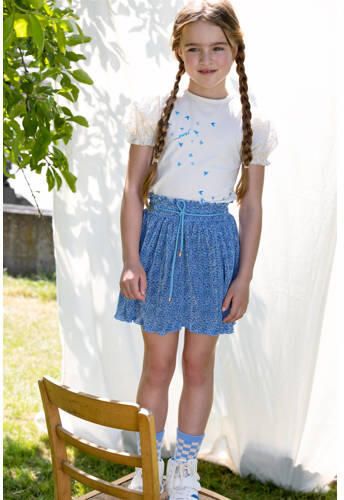 NONO rok Norah met all over print en textuur lichtblauw Meisjes Gerecycled polyester 104 - Foto 2