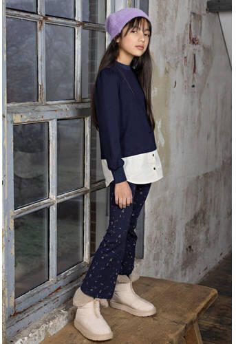 NONO skinny broek Sole met stippen blauw Meisjes Katoen Stip 158 164 - Foto 2