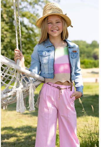 NONO spijkerjas Donna denim Blauw Meisjes Stretchdenim Ronde hals Effen 134 140 - Foto 3