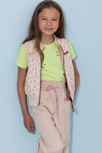 NONO T-shirt Kantal met printopdruk lime Geel Meisjes Stretchkatoen Ronde hals 122 128 - Foto 2