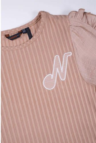 NONO Meisjes Tops & T-shirts Kathleen Tshirt With Fancy Contrast Sleeves Zand