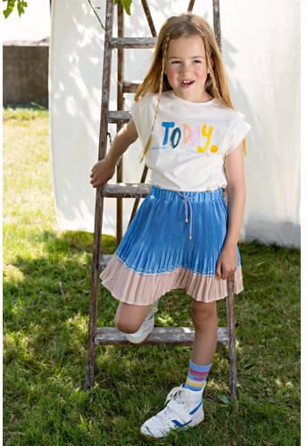 NONO T-shirt Kiam met tekst ivoor Wit Biologisch katoen Ronde hals 104 - Foto 3